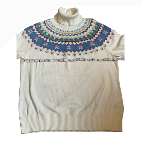 L.L.Bean Fair Isle Snowflake Fair Isle Turtleneck Sweater Women LPCream Multi - Picture 4 of 5